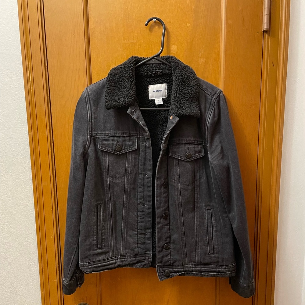 Black Sherpa Lined Old Navy Jean Jacket